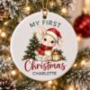Picture of Personalized Bunny First Christmas Ornament, Custom Baby Name Christmas Gift, Rabbit Ornament, My First Christmas Keepsake, Nursery Gift
