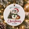 Picture of Personalized Baby First Christmas Ornament, Custom Name Penguin Ornament, My First Christmas Keepsake, Newborn Baby Gift, 2D Flat Decor 2026