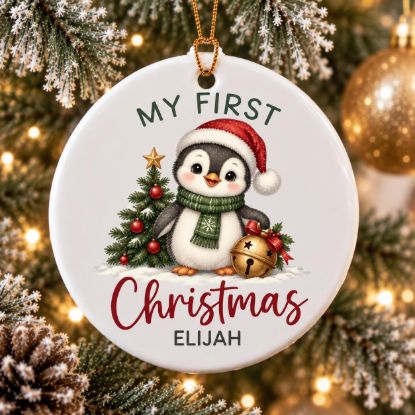 Picture of Personalized Baby First Christmas Ornament, Custom Name Penguin Ornament, My First Christmas Keepsake, Newborn Baby Gift, 2D Flat Decor 2026