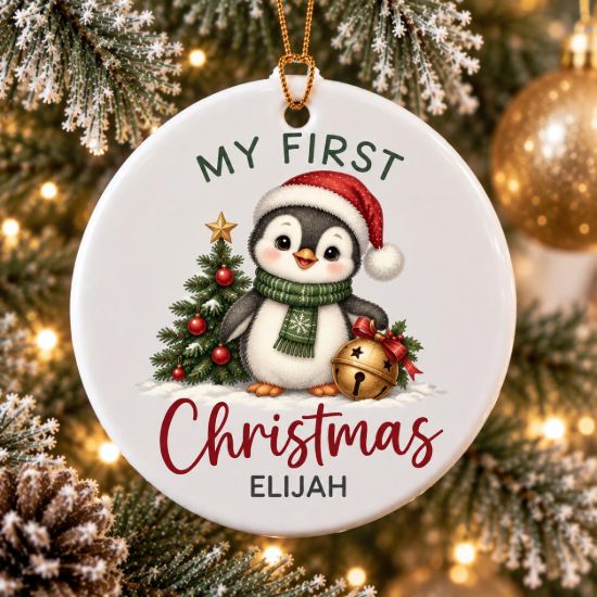 Picture of Personalized Baby First Christmas Ornament, Custom Name Penguin Ornament, My First Christmas Keepsake, Newborn Baby Gift, 2D Flat Decor 2026