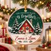 Picture of Personalized Couple Christmas Ornament, Our Favorite Place Is Together, Custom Names & Year, Winter Cabin Keepsake, 2D Flat Christmas Decor