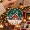 Picture of Personalized Couple Christmas Ornament, Our Favorite Place Is Together, Custom Names & Year, Winter Cabin Keepsake, 2D Flat Christmas Decor