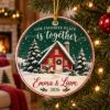Picture of Personalized Couple Christmas Ornament, Our Favorite Place Is Together, Custom Names & Year, Winter Cabin Keepsake, 2D Flat Christmas Decor