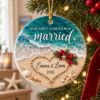 Picture of Personalized First Christmas Married Ornament, Custom Couple Names, Beach Wedding Keepsake, Newlywed Wedding  Coastal Christmas Gift 2026