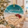 Picture of Personalized First Christmas Married Ornament, Custom Couple Names, Beach Wedding Keepsake, Newlywed Wedding  Coastal Christmas Gift 2026