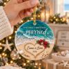 Picture of Personalized First Christmas Married Ornament, Custom Couple Names, Beach Wedding Keepsake, Newlywed Wedding  Coastal Christmas Gift 2026