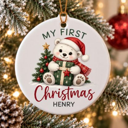 Picture of Personalized Baby First Christmas Ornament, Custom Name Polar Bear Ornament, Newborn Christmas Gift, Baby Keepsake, 2D Flat Decor 2026