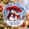 Picture of Personalized Penguin Couple Christmas Ornament, Custom Names 2026, Cute Winter Ornament, Romantic Couple Gift, Romantic Holiday Keepsake
