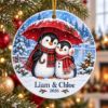 Picture of Personalized Penguin Couple Christmas Ornament, Custom Names 2026, Cute Winter Ornament, Romantic Couple Gift, Romantic Holiday Keepsake