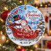 Picture of Personalized First Christmas Married Ornament 2026, Newlywed Couple Christmas Ornament, Custom Snowman Ornament, Wedding Gift for Couple