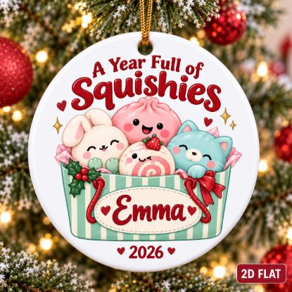 Picture of Personalized Squishies Christmas Ornament 2026, Custom Name Kids Ornament, Cute Kawaii Christmas Gift, Daughter Granddaughter Keepsake