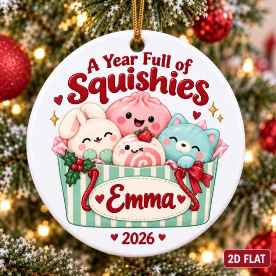 Picture of Personalized Squishies Christmas Ornament 2026, Custom Name Kids Ornament, Cute Kawaii Christmas Gift, Daughter Granddaughter Keepsake