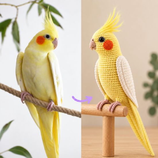Picture of Custom Your Pet Crochet Doll From Photo, Personalized Bird Plush, Custom Cockatiel Crochet Doll, Parrot Replica, Pet Memorial Keepsake Gift