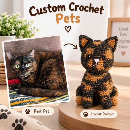 Picture of Custom Your Pet Crochet Doll From Photo, Personalized Cat Plush, Look Alike Stuffed Animal, Custom Cat Replica, Pet Memorial Keepsake Gift