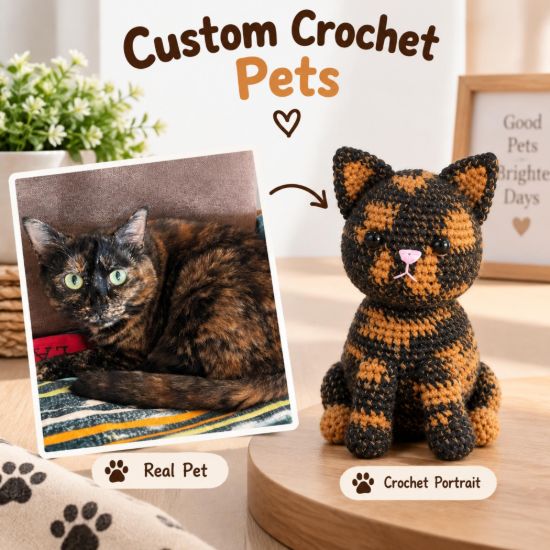 Picture of Custom Your Pet Crochet Doll From Photo, Personalized Cat Plush, Look Alike Stuffed Animal, Custom Cat Replica, Pet Memorial Keepsake Gift