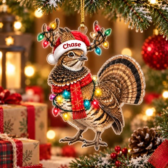 Picture of Personalized Grouse Christmas Ornament, Custom Name Game Bird Ornament, Bird Lover Gift, Hunting Christmas Keepsake, 2D Flat Christmas Decor