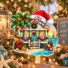 Picture of Personalized Beach House Christmas Ornament, Custom Name Coastal Home Ornament, Ocean Lover Gift, Seaside Holiday Keepsake, 2D Flat Decor