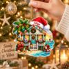 Picture of Personalized Beach House Christmas Ornament, Custom Name Coastal Home Ornament, Ocean Lover Gift, Seaside Holiday Keepsake, 2D Flat Decor