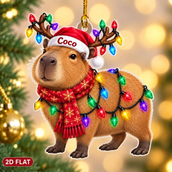 Picture of Personalized Capybara Christmas Ornament, Custom Name Capybara Gift, Cute Animal Lover Holiday Keepsake, 2D Flat Christmas Ornament 2026