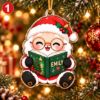 Picture of Personalized Santa Christmas Ornament, Custom Name Santa Gift, Teacher Gamer Baker Reader Travel Ornament, 2D Flat Xmas Holiday Keepsake