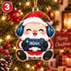 Picture of Personalized Santa Christmas Ornament, Custom Name Santa Gift, Teacher Gamer Baker Reader Travel Ornament, 2D Flat Xmas Holiday Keepsake
