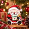 Picture of Personalized Santa Christmas Ornament, Custom Name Santa Gift, Teacher Gamer Baker Reader Travel Ornament, 2D Flat Xmas Holiday Keepsake