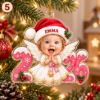 Picture of Personalized Baby Photo Christmas Ornament 2026, Custom Name First Christmas Keepsake, Reindeer Angel Christmas Bunny Snowman Ballerina Gift