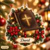 Picture of Personalized Bible Christmas Ornament, Custom Name Christian Gift, Religious Faith Ornament, Bible Lover Holiday Keepsake, 2D Flat Decor