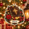 Picture of Personalized Bible Christmas Ornament, Custom Name Christian Gift, Religious Faith Ornament, Bible Lover Holiday Keepsake, 2D Flat Decor