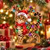 Picture of Personalized Bengal Cat Christmas Ornament, Custom Name Cat Lover Gift, Reindeer Kitty Ornament, Pet Holiday Keepsake, 2D Flat Xmas Decor