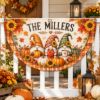 Picture of Personalized Fall Porch Banner, Custom Autumn Family Sign, Thanksgiving Front Door Decor, Pumpkin Gnome Welcome Banner, Harvest Home Gift