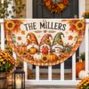 Picture of Personalized Fall Porch Banner, Custom Autumn Family Sign, Thanksgiving Front Door Decor, Pumpkin Gnome Welcome Banner, Harvest Home Gift