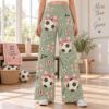 Picture of Custom Soccer Wide Leg Pants for Women, Personalized Name and Number Soccer Ball Print, Pink Bow Game Day Outfit, Soccer Player Gift