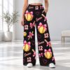 Picture of Custom Softball Wide Leg Pants for Women, Personalized Name and Number Pink Game Day Pants, Bow Softball Print, Softball Player Gift Pant