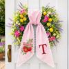 Picture of Tomato Wreath Sash with Scalloped Ricrac Edge, Embroidered Tomato Door Bow, Front Porch Wreath Decor, Garden Lover Home Decor Gift Tomato