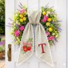 Picture of Tomato Wreath Sash with Scalloped Ricrac Edge, Embroidered Tomato Door Bow, Front Porch Wreath Decor, Garden Lover Home Decor Gift Tomato