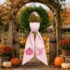 Picture of Personalized Pink Pumpkin Wreath Sash, Fall Monogram Door Bow, Embroidered Autumn Ribbon, Custom Initial Thanksgiving Decor Halloween