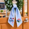 Picture of Personalized Teacher Door Wreath Bow, Custom Name Gingham Wreath Sash, Back to School Gift for Teacher, Classroom Decor Ribbon Teacher Gift