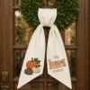 Picture of Personalized Fall Wreath Sash Bow, Custom Door Wreath Bow, Embroidered Pumpkin Wreath Sash, Autumn Front Door Decor, Thanksgiving Decor