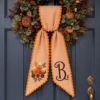Picture of Personalized Fall Sash, Embroidered Candy Corn Monogram Sash, Orange Gingham Autumn Sash, Halloween Spooky Gift, Halloween Fall Accessory