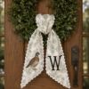 Picture of Personalized Quail Wreath Sash, Quail Hunting Monogram Sash, Custom Initial Bird Wreath Bow, Fall Thanksgiving Sash, Farmhouse Hostess Gift