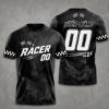 Picture of Personalized Racing Shirt, Custom Racer Name & Number T-Shirt, Checkered Flag Race Tee, Motorsport Gift, Adult Kids Racing Team Shirt