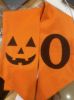 Picture of Personalized Halloween Wreath Sash, Pumpkin Face Monogram Door Bow, Orange Halloween Wreath Decor, Spooky Front Door Decoration Halloween
