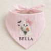 Picture of Personalized Halloween Dog Bandana, Embroidered Girl Ghost Pet Scarf, Custom Pet Name Bandana, Floral Spooky Puppy Gift for Fall Parties Fun