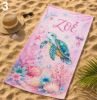 Picture of Personalized Kids Beach Towel, Custom Ocean Animal Towel, Turtle Whale Summer Towel, Cute Beach Blanket for Boys Girls, Sea Marine Towel