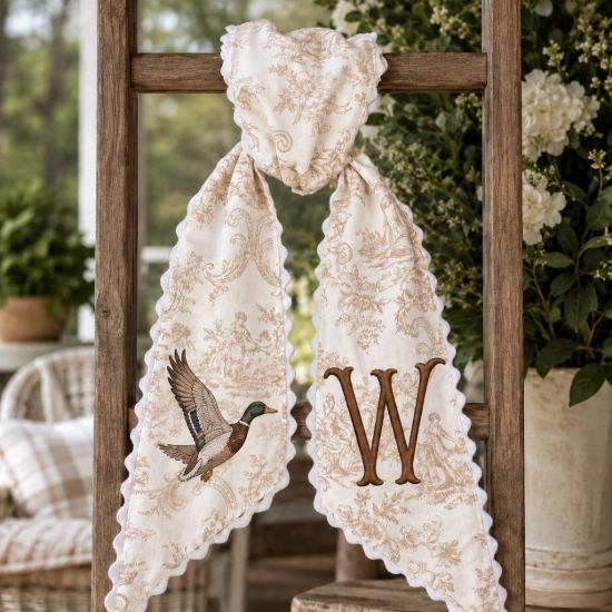 Picture of Personalized Duck Wreath Sash Bow, Mallard Duck Front Door Bow, Custom Monogram Wreath Sash, Rustic Farmhouse Hunting Door Decor Gift