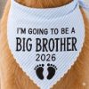 Picture of Big Brother Dog Bandana, Pregnancy Announcement Pet Bandana, Embroidered Puppy Scarf, Striped Dog Bandana, Baby Reveal Dog Accessory