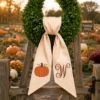 Picture of Personalized Pumpkin Wreath Sash, Fall Monogram Door Bow, Embroidered Autumn Wreath Ribbon, Custom Initial Thanksgiving Front Door Decor