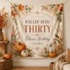 Picture of Fallin Into Thirty Birthday Tapestry, Personalized 30th Birthday Banner, Pumpkin Birthday Backdrop, Fall Birthday Party Decor, Fall Banner