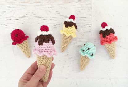 Picture of Amigurumi CROCHET PATTERN - Ice Cream Cones - PDF, play food, crochet food, amigurumi food, summer toy, childrens toy, crochet sweets, toy